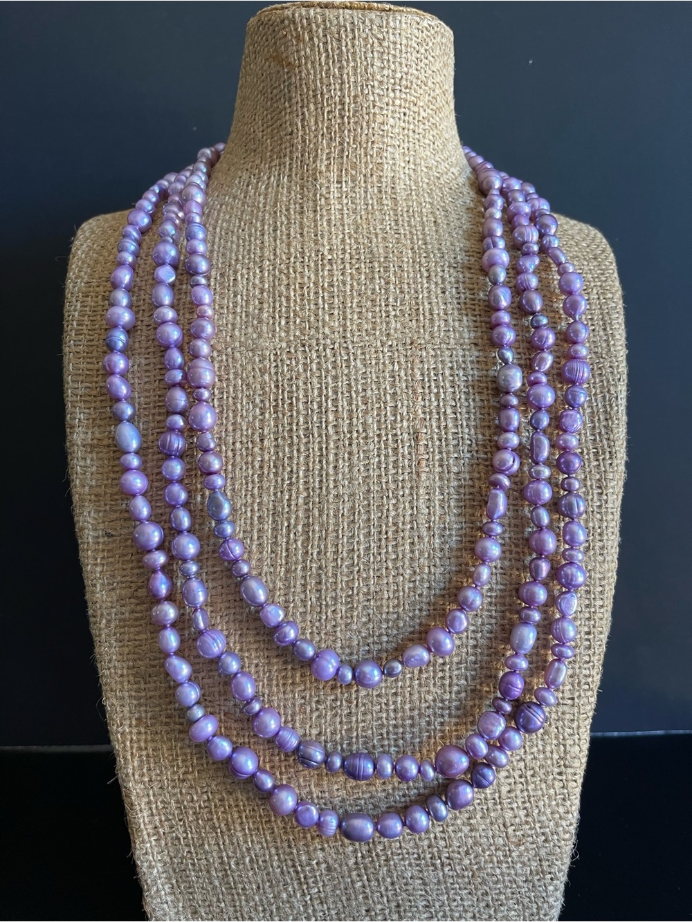 72” inches genuine Honora Lavender freshwater Pearl Necklace .